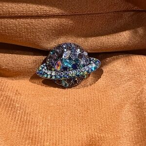 Elegant Blue and Silver 🪐Planet Brooch